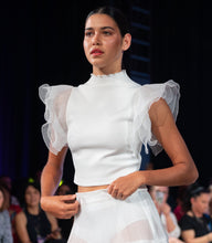 Load image into Gallery viewer, CLEO Tulle Frill Mock Neck Top