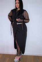 Load image into Gallery viewer, ALBA Sleeveless Chain Midi Wrap Blazer Dress
