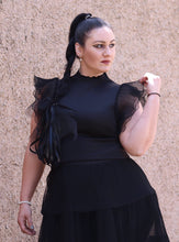 Load image into Gallery viewer, CLEO Tulle Frill Mock Neck Top